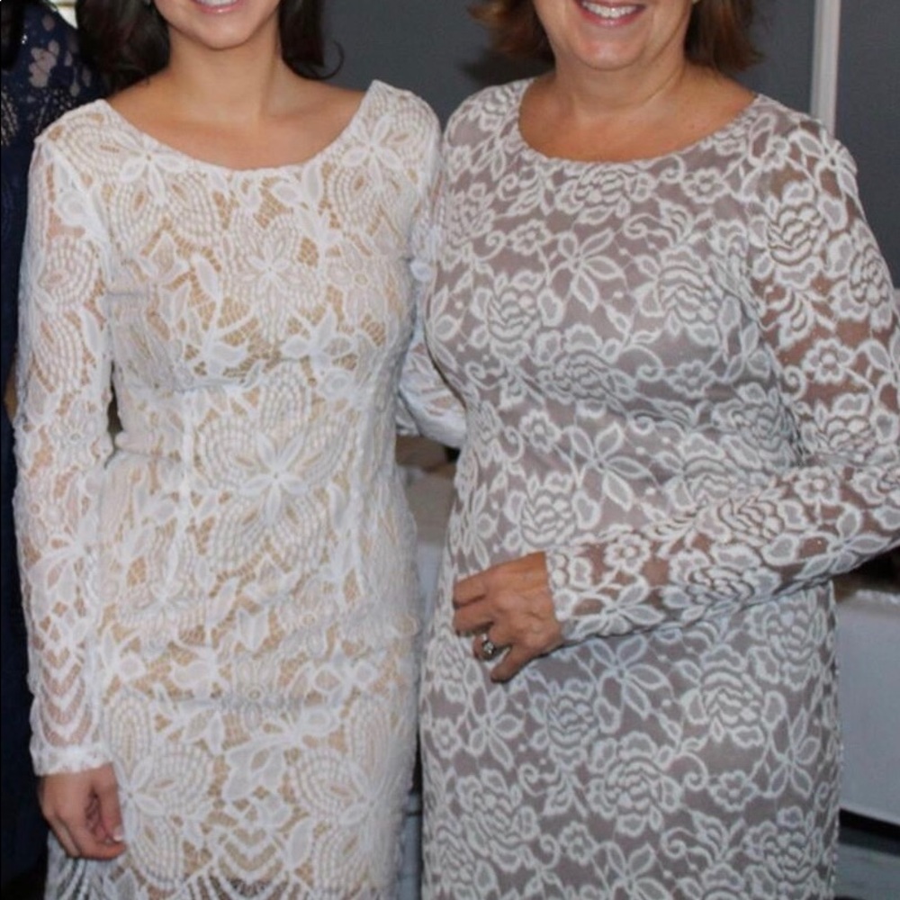 Lace dress on the left